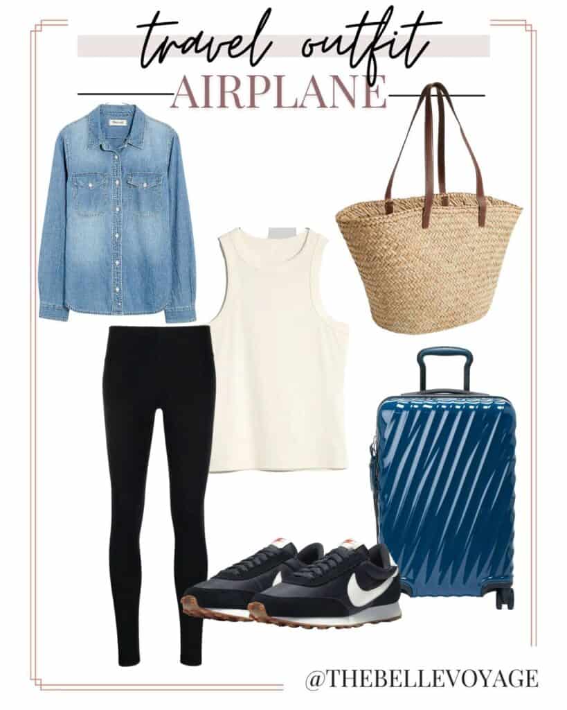 Foolproof Travel Outfit For Fall + Tips : Leggins, Plaid Scarf